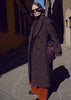 Wool Tweed Herringbone Coat | Brown/Black